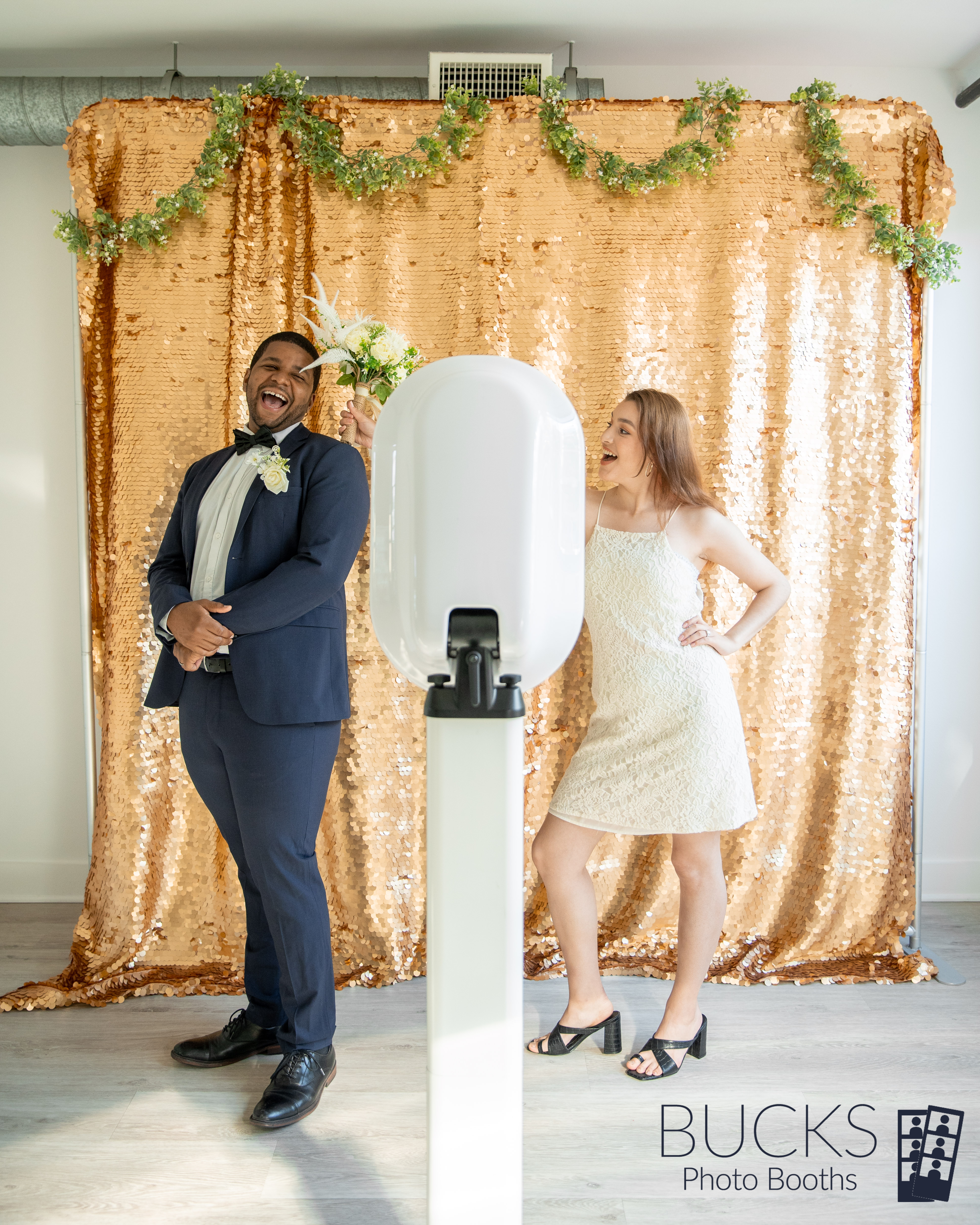 Digital Photo Booth Rental With Gold Backdrop Bucks Photo Booths
